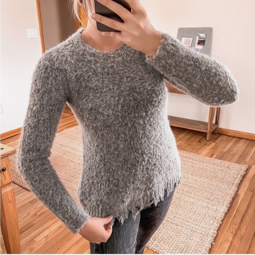 ATM Anthony‎ Thomas Melilo Distressed Grey Sweater Crew Alpaca Wool Thick Small